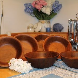Vintage teak individual salad bowls